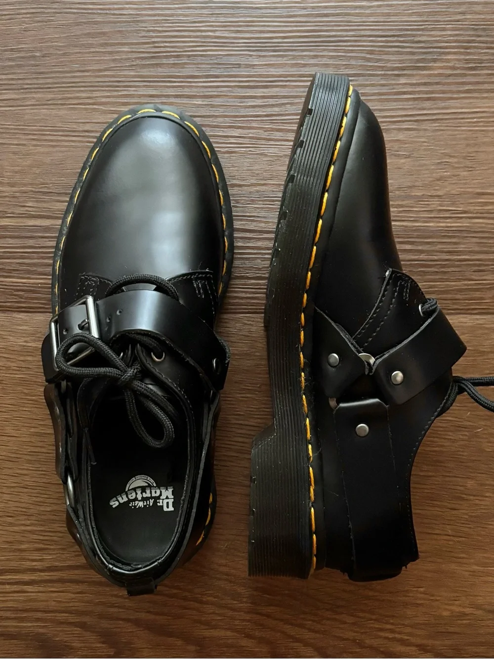 Dr. Martens Henree Polished Smooth Leather Buckle Shoes